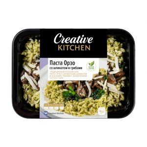 Паста Орзо со шпинатом и грибами